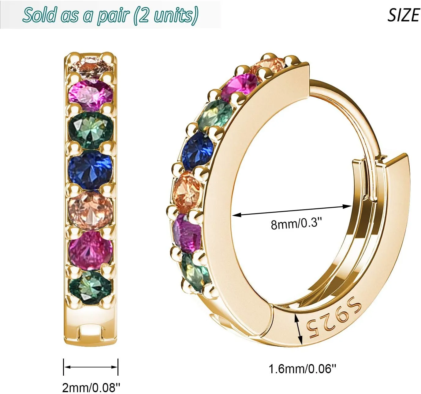 SWEETV 925 Sterling Silver Huggie Hoop Earrings for Women Girls-Tiny Small Cartilage Hoop Earring