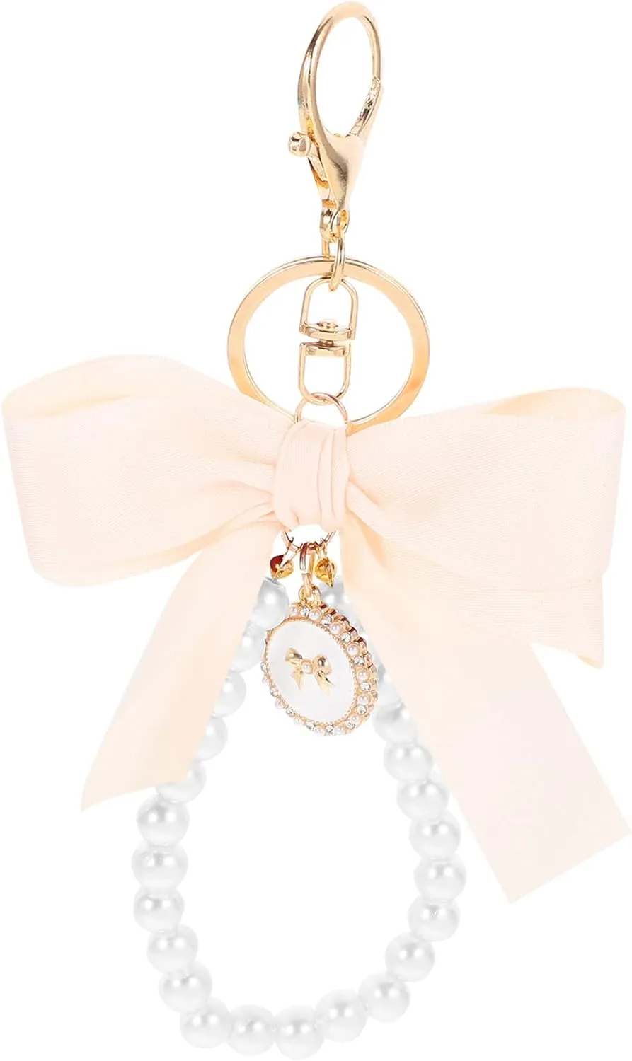 Tassel Bow-knot Keychain,pearl Car Keyring Holder Vintage Keychain Bag Ornament Purse Bag Charm Women