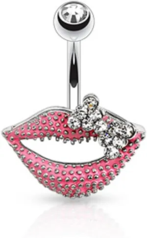 Textured Lips with a Bow WildKlass Navel Ring 316L Surgical Steel (Sold by Piece)