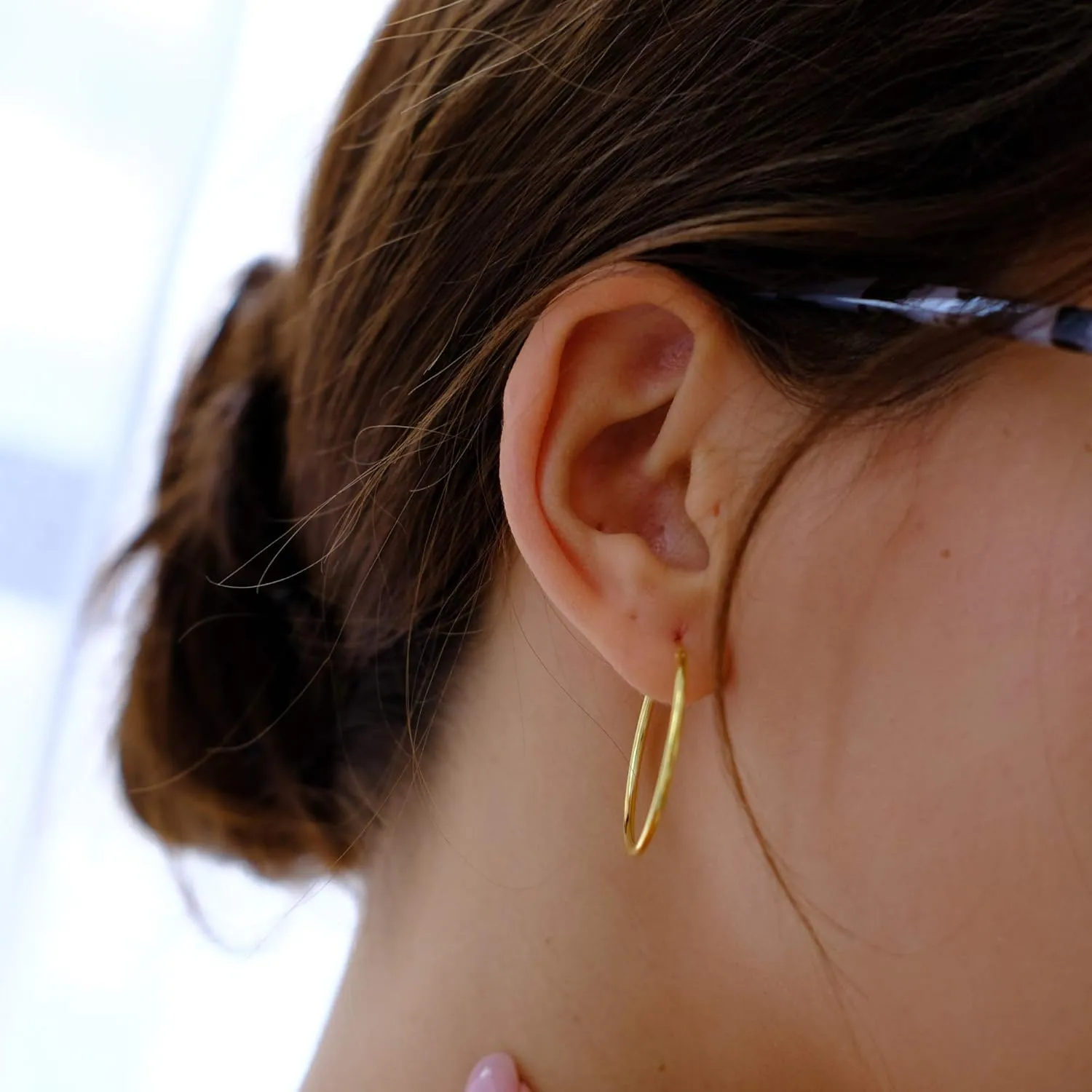 Thin Gold Hoops | 1.2mm Sterling Silver Simple Large Hoop Earrings | Minimalist Skinny Threader Gold Hoop Multiple Sizes in Gold and Silver