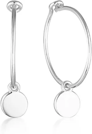 Tiny Circle Disc Dangle Drop Huggie Earrings For Women Lightweight Small Round Hoop Statement Earrings Sterling Silver Post Minimalist Jewelry For Ladies Girls Gift For Her Hypoallergenic