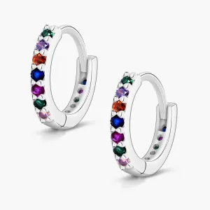 Tiny Rainbow Cartilage Hoop Earrings Small Huggie Cubic Zirconia Earring Hoops Dainty Piercing Ear Cuff for Women
