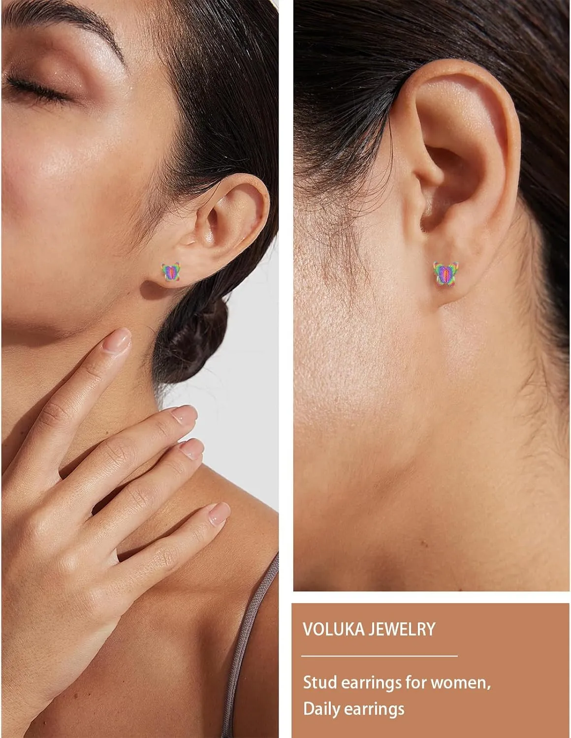 Titanium Star Butterfly Screw Back Earrings for Women Surgical Stainless Steel Hypoallergenic for Sensitive Ears Animal Ear Studs
