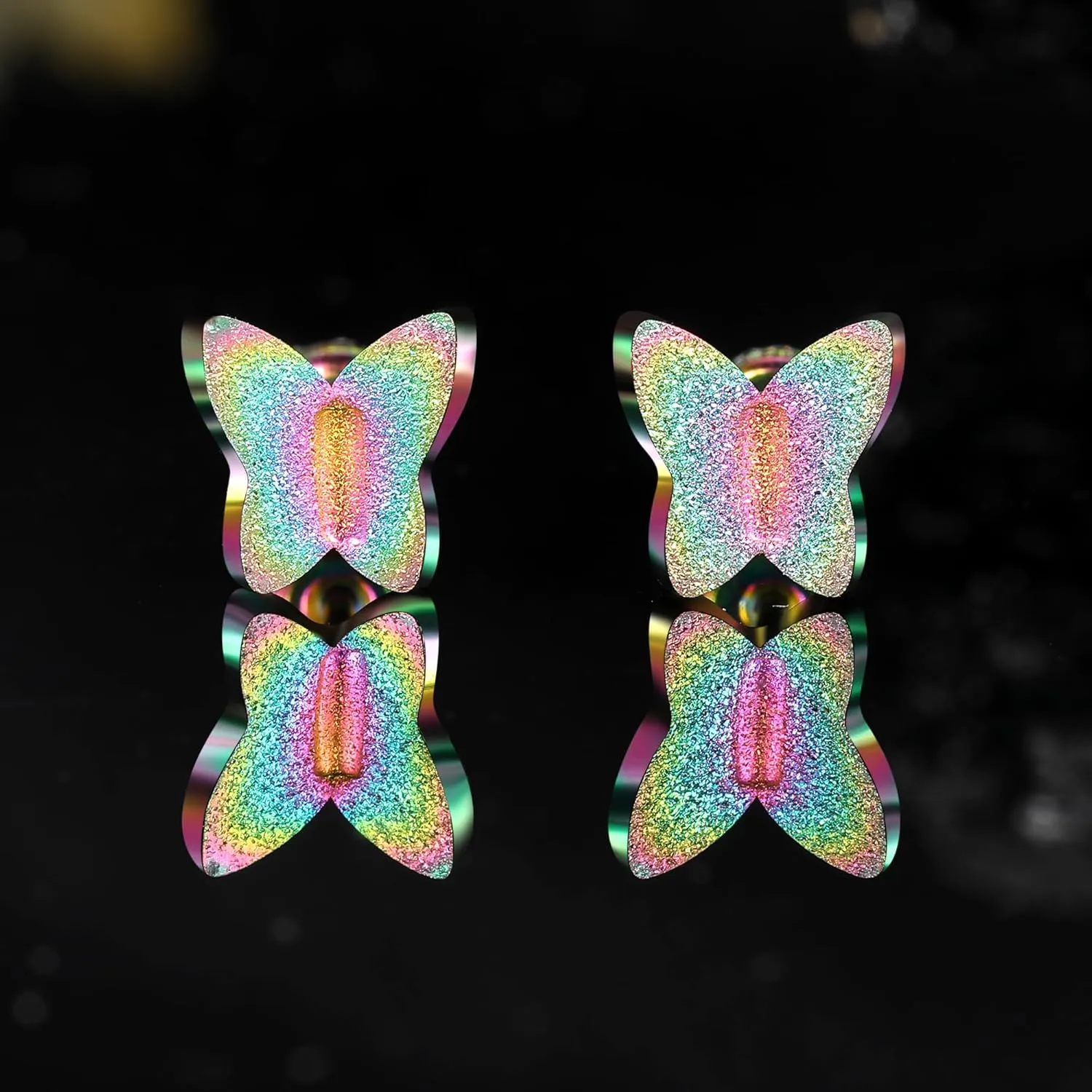 Titanium Star Butterfly Screw Back Earrings for Women Surgical Stainless Steel Hypoallergenic for Sensitive Ears Animal Ear Studs