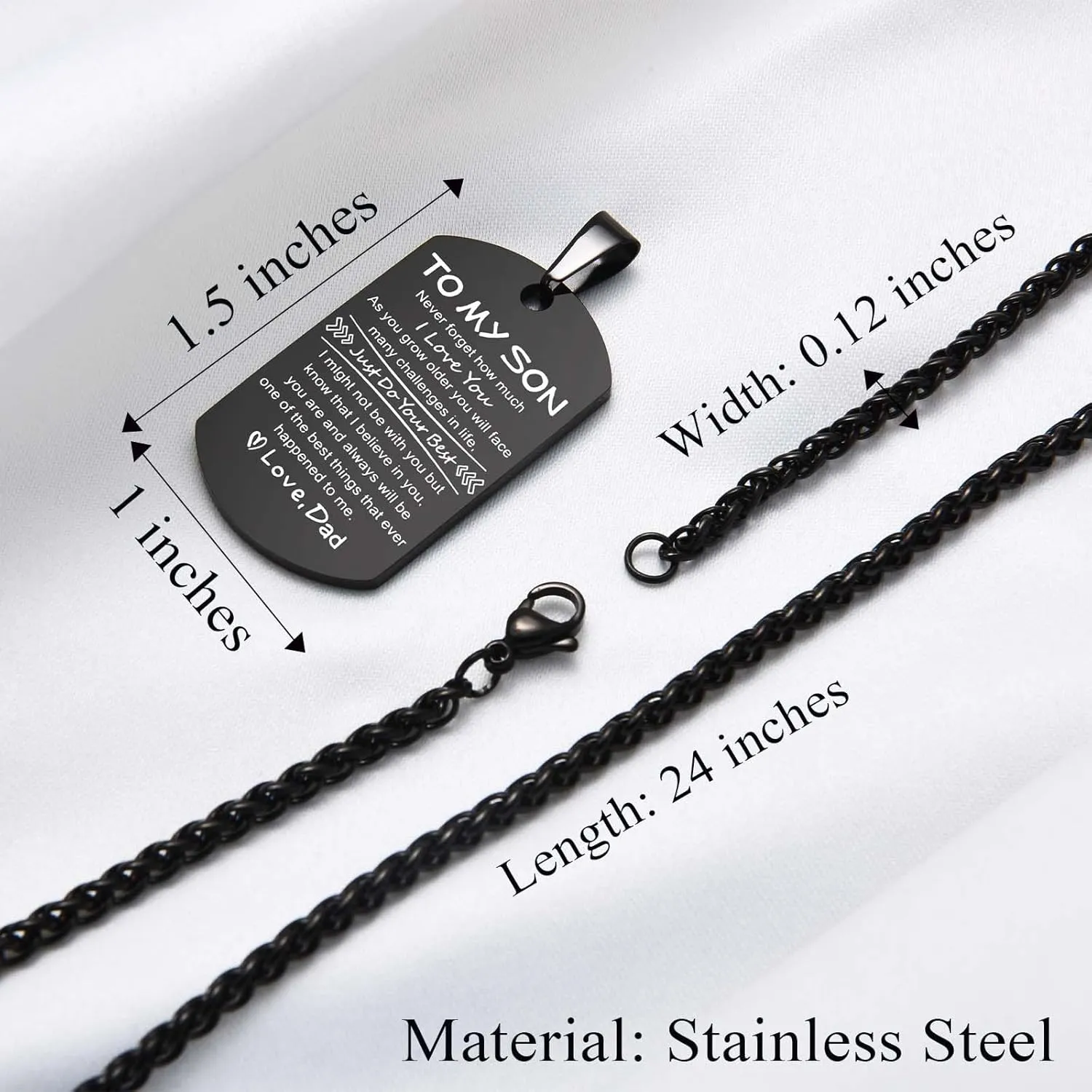 To My Son Husband Boyfriend American Flag Cross Necklace Dog Tag Pendant Chain Easter Valentines Fathers Day Christmas Birthday Graduation Thanksgiving Christian Religious Gifts for Boys Men Him
