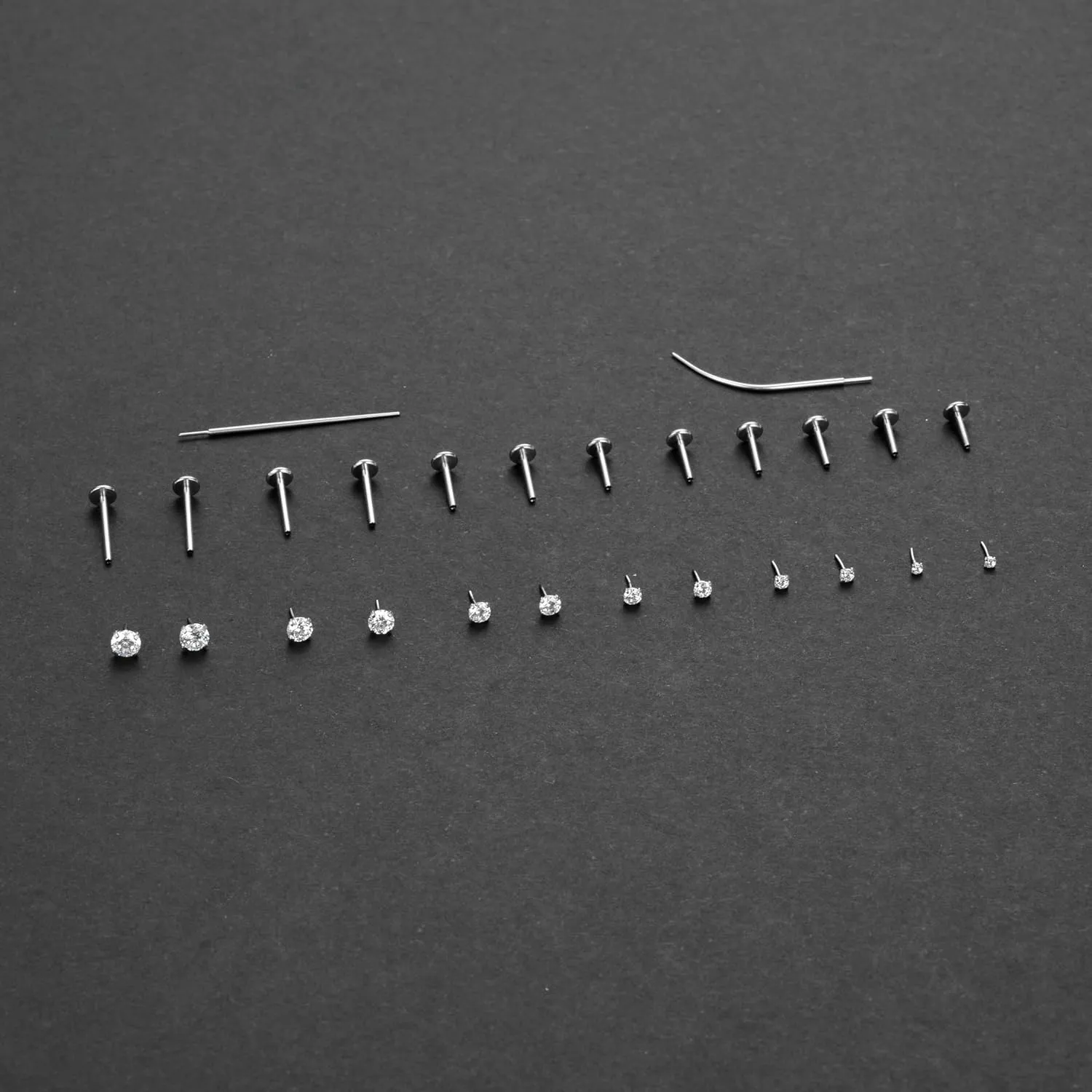 Tornito 6 Pairs 18K Gold Plated Push in Nose Studs for Women Men 316L Stainless Steel Threadless Lip Rings CZ Flat Back Stud Earrings Nostril Labret Cartilage Earrings 6/7/7/8/10/12mm 16G 18G 20G