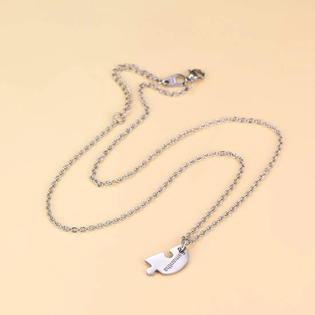U7 BFF Necklace for 2/3/4/5/6 Women Girls Stainless Steel Personalized Family/Sibling/Friendship Jewelry Set Custom Best Friend Name Engrave Heart Puzzle Matching Pendant Necklaces