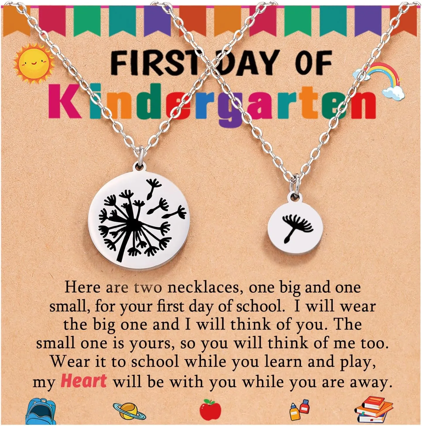 UPROMI 2/3 PCS Back to School Gifts Mommy and Me Matching Mother Mom Daughter Dandelion Necklace Separation Anxiety Gifts for Daughter Granddaughter Niece Girls