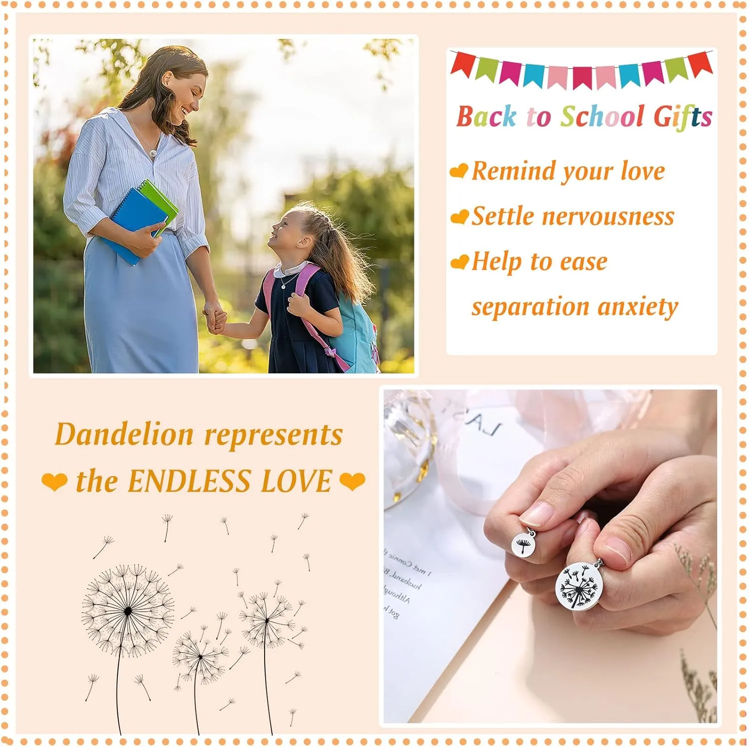 UPROMI 2/3 PCS Back to School Gifts Mommy and Me Matching Mother Mom Daughter Dandelion Necklace Separation Anxiety Gifts for Daughter Granddaughter Niece Girls