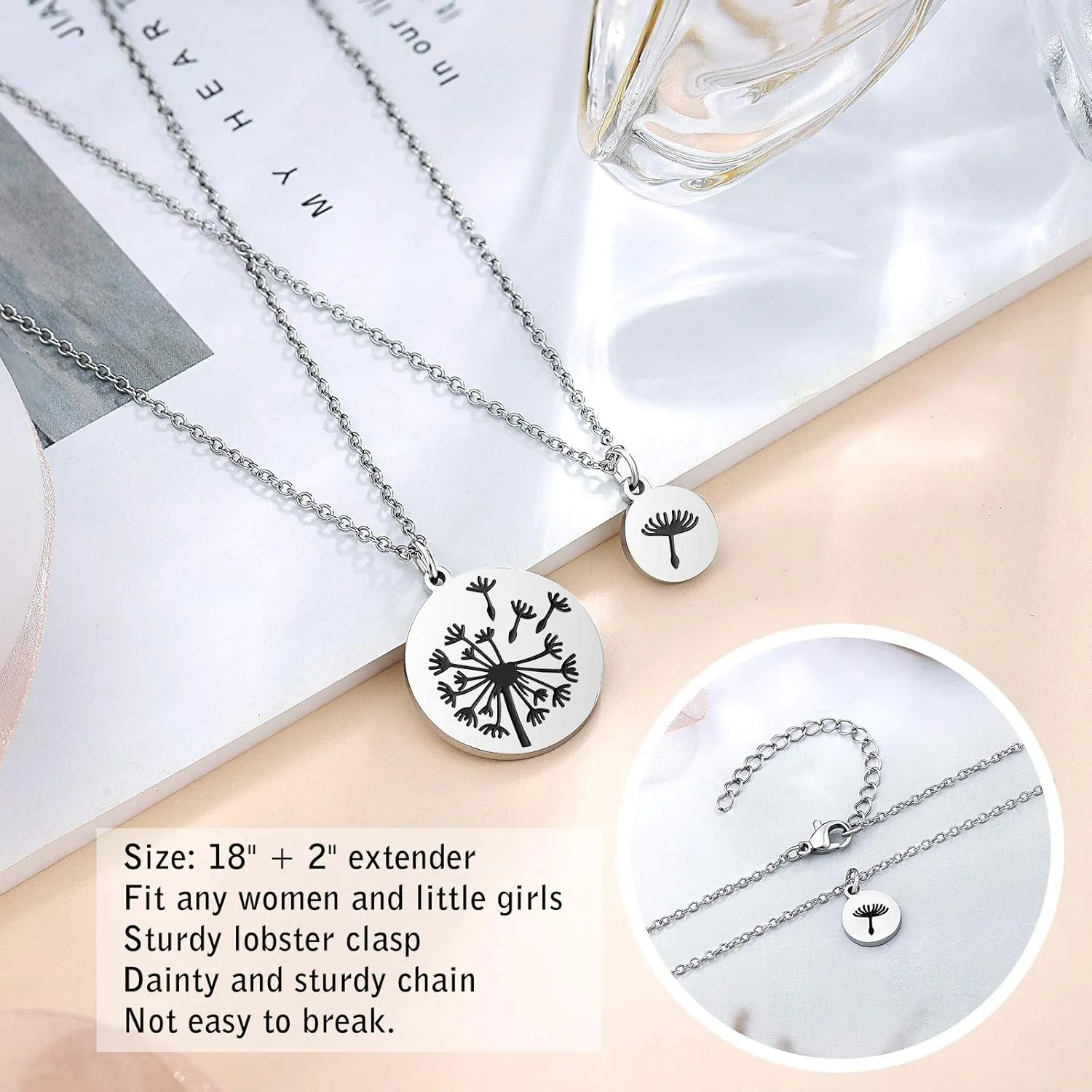 UPROMI 2/3 PCS Back to School Gifts Mommy and Me Matching Mother Mom Daughter Dandelion Necklace Separation Anxiety Gifts for Daughter Granddaughter Niece Girls