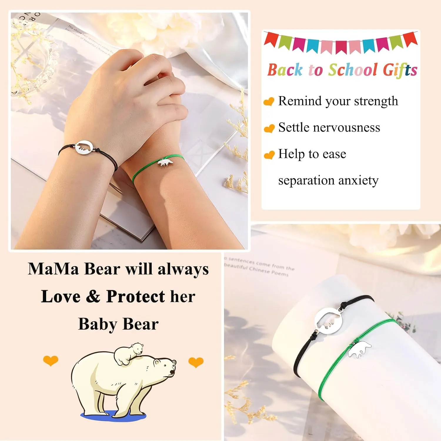 UPROMI 2/3 PCS First Day of Daycare/Preschool/Kindergarten/1st Grade/2nd/3rd Grade Gift, Back to School Bracelet Mommy and Me