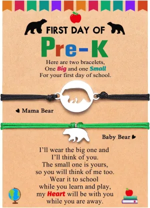 UPROMI 2/3 PCS First Day of Daycare/Preschool/Kindergarten/1st Grade/2nd/3rd Grade Gift, Back to School Bracelet Mommy and Me
