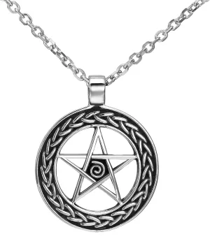 Urban Jewelry Vintage Style Pentacle Pentagram Crescent Moon Stainless Steel Pendant Necklace for Men (21-inch chain)