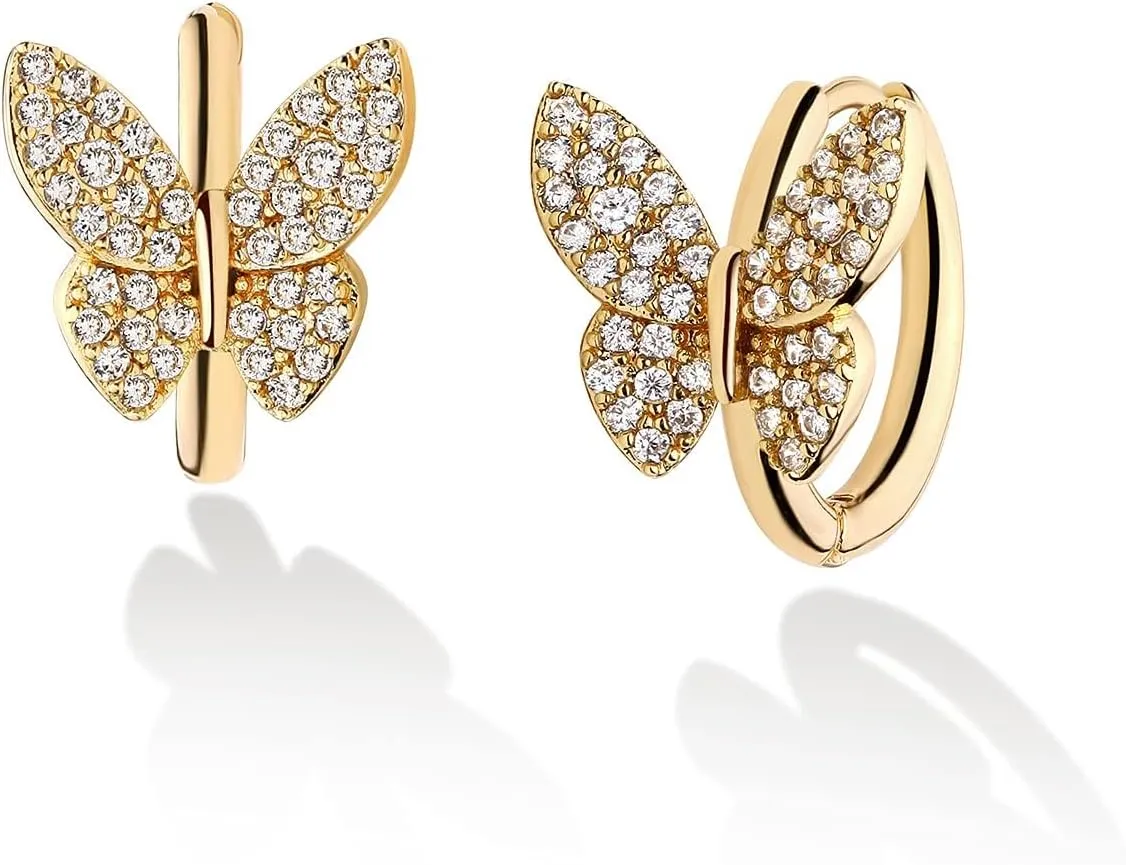 VACRONA Cubic Zirconia Huggie Earrings 14k Gold Plated Tiny Earrings Small Huggie Hoop Earrings Simple Lightweight Hoops Gift for Women