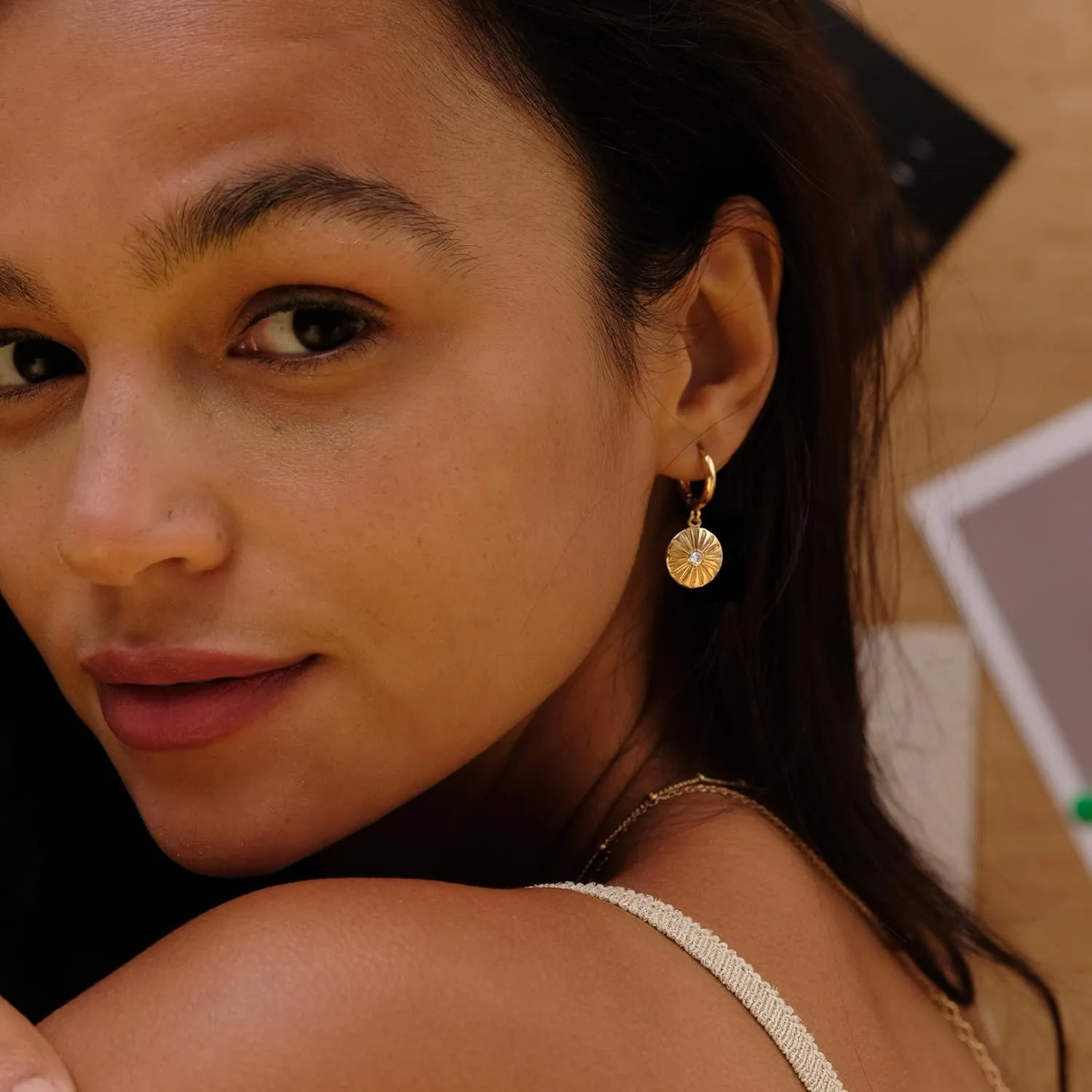 VACRONA Gold Heart Hoop Earrings Huggie Earrings for Women 14k Gold Plated Small Hoops Earrings
