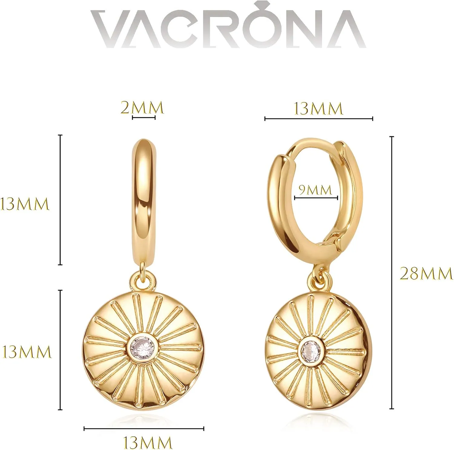 VACRONA Gold Heart Hoop Earrings Huggie Earrings for Women 14k Gold Plated Small Hoops Earrings