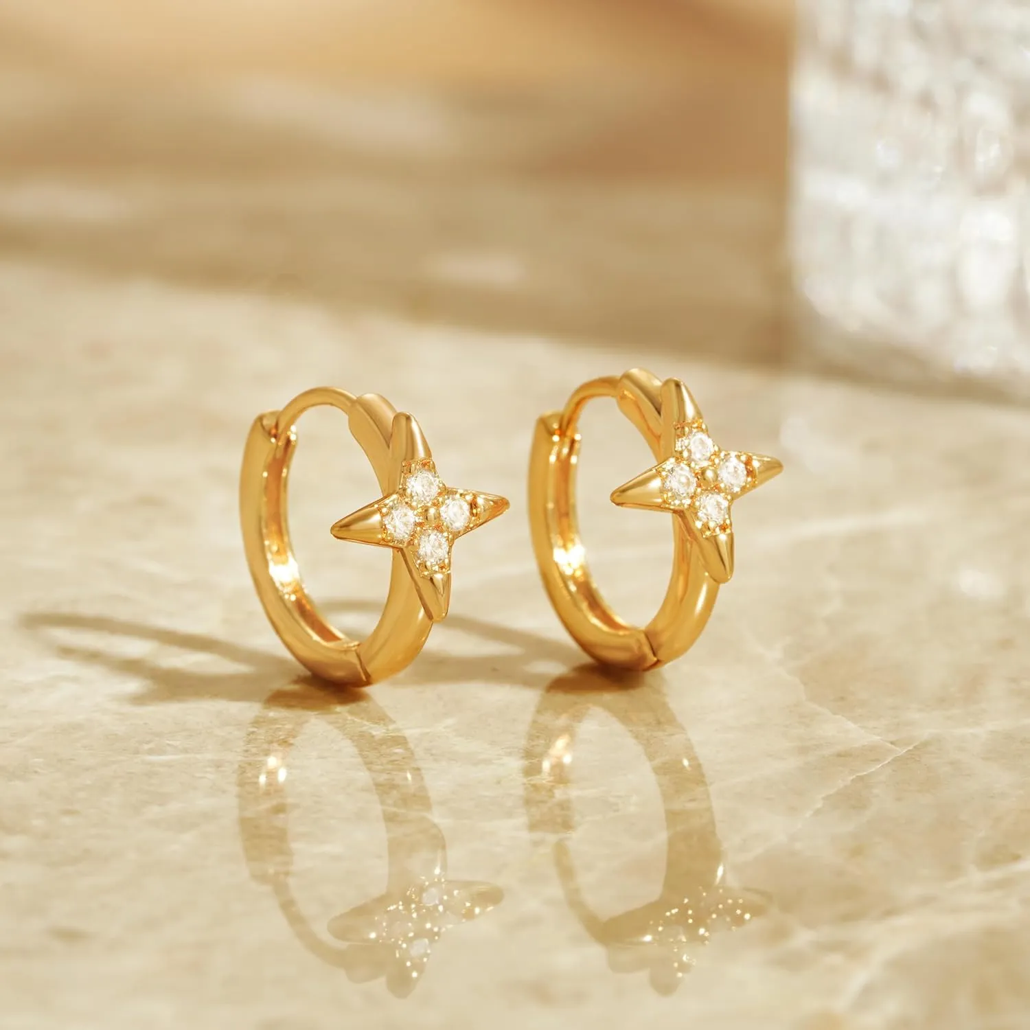 VACRONA Gold Hoop Earrings Huggie Earrings for Women 14k Gold Plated Small Hoops Green Snake Shell Beaded Earrings Hypoallergenic Jewelry Gift