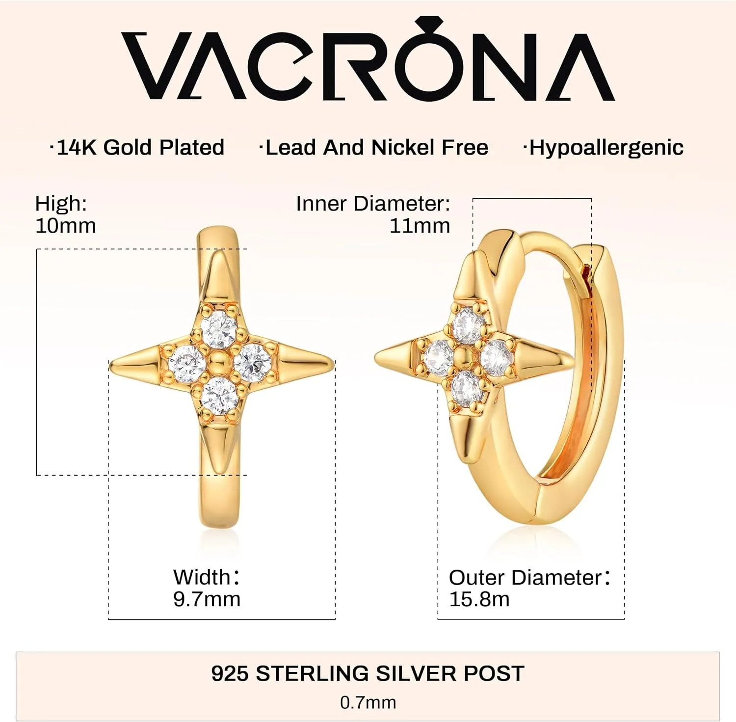 VACRONA Gold Hoop Earrings Huggie Earrings for Women 14k Gold Plated Small Hoops Green Snake Shell Beaded Earrings Hypoallergenic Jewelry Gift