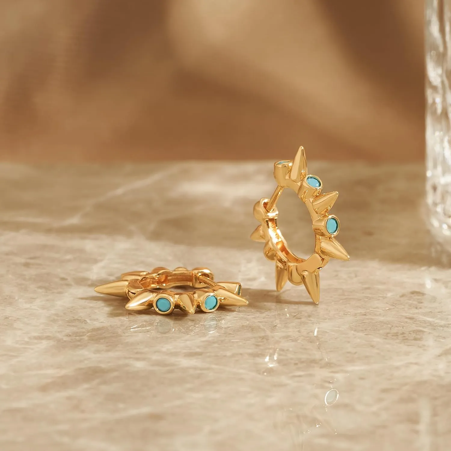 VACRONA Gold Spike Earrings Huggie Earrings for Women 14k Gold Plated Small Huggie Hoop Earrings Simple Lightweight Hoops Gift for Women