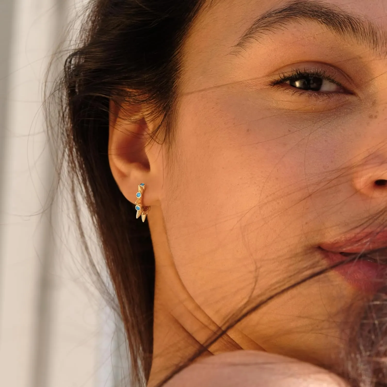 VACRONA Gold Spike Earrings Huggie Earrings for Women 14k Gold Plated Small Huggie Hoop Earrings Simple Lightweight Hoops Gift for Women