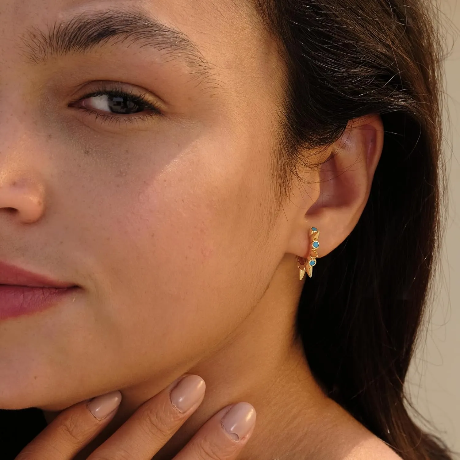 VACRONA Gold Spike Earrings Huggie Earrings for Women 14k Gold Plated Small Huggie Hoop Earrings Simple Lightweight Hoops Gift for Women