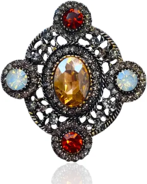 Vintage Brooch Pin for Women Girls Baroque Retro Gold Cross Brooch Accessories Elegant Austrian Crystal Rhinestone Brooch Pin Dress Coat Sweater Suit Party Wedding Gifts Victorian Bridal Jewelry