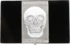 Vintage Jewelry Box Case | 9 Styles | Bronze or Silver Metallic Metal Plating with Floral Accent Designs | Perfect for Earrings Necklaces and Rings (Silver Skull (Large))