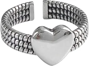 Vintage Layered Loving Heart Statement Ring for Women Silvery Expandable Adjustable Open Wrap Twisted Finger Rings Comfort Fit Retro Promise Engagement Wedding Eternity Jewelry Gift