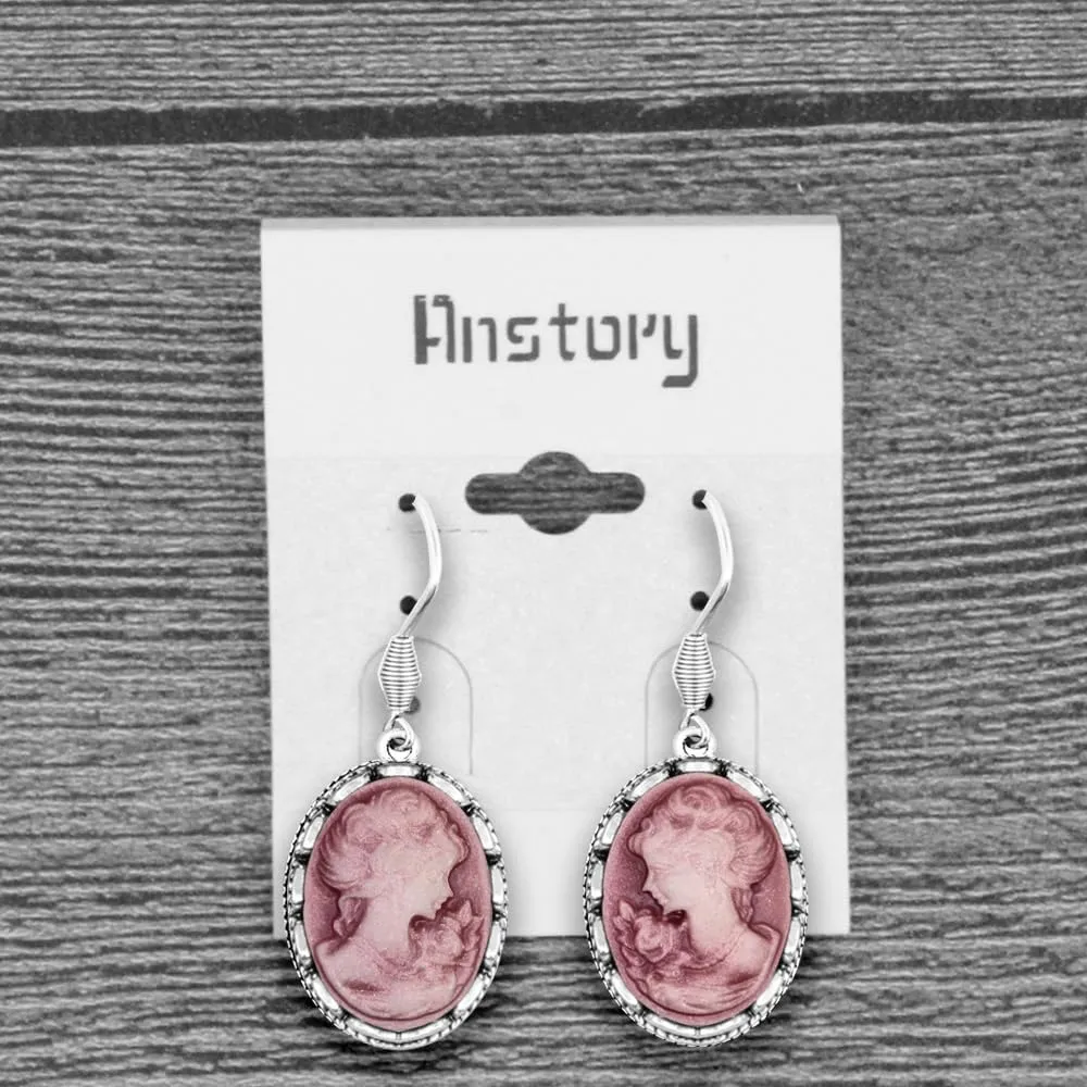 Vintage Look Lady Queen Cameo Sets For Women Victoria Pendant Cameo Necklace Earrings Ring Bracelet Fashion Jewelry