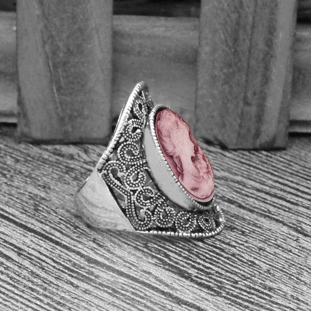 Vintage Look Lady Queen Cameo Sets For Women Victoria Pendant Cameo Necklace Earrings Ring Bracelet Fashion Jewelry