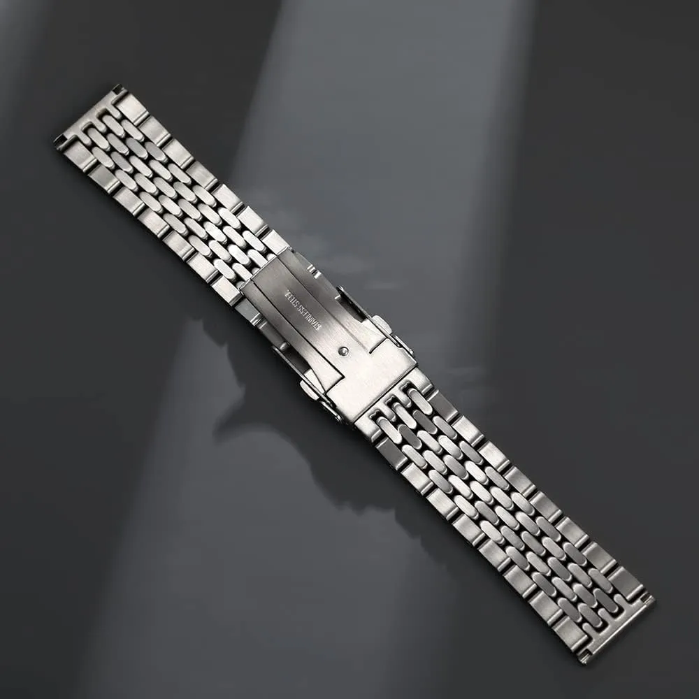 Vintage Silver 316L Stainless Steel 22mm Beads of Rice Watch Bracelet Band Strap Fit For skx 007 009 Dive Watch,men 22mm watch band bracelet