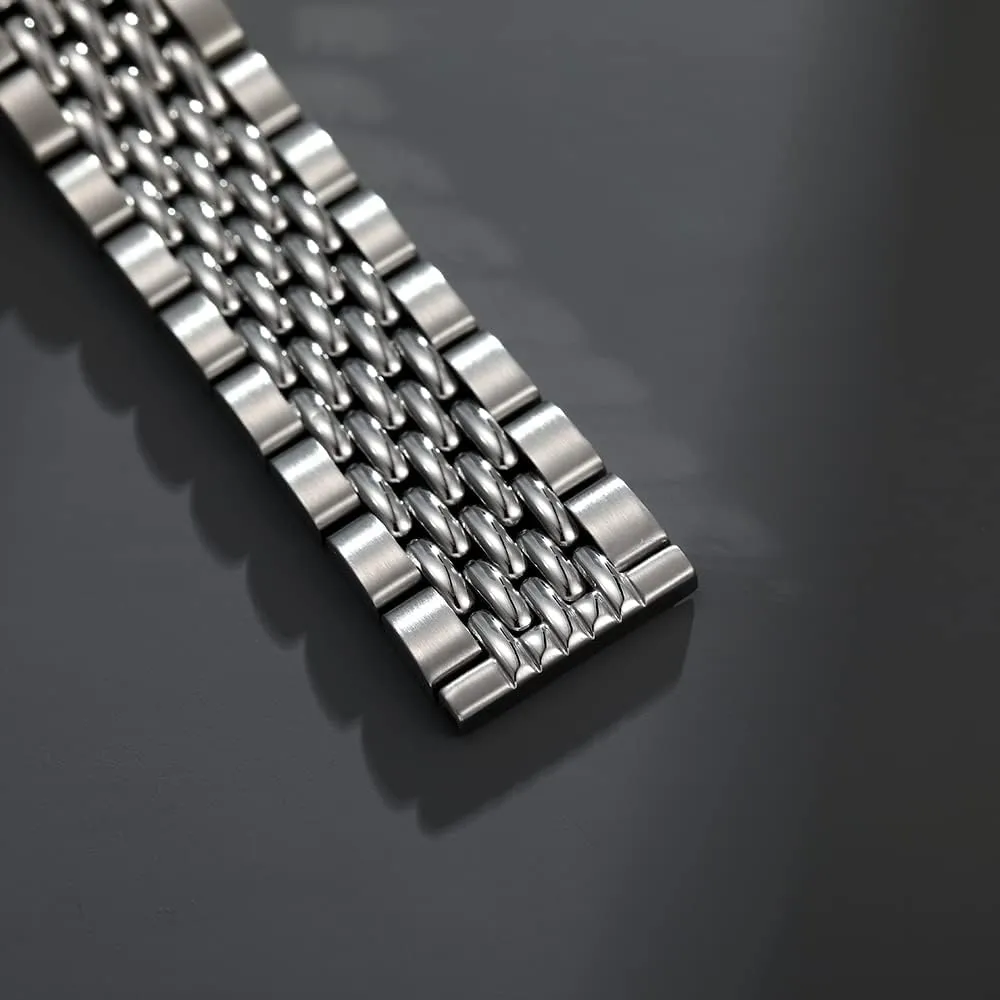 Vintage Silver 316L Stainless Steel 22mm Beads of Rice Watch Bracelet Band Strap Fit For skx 007 009 Dive Watch,men 22mm watch band bracelet