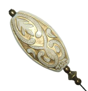 VINTAGE STYLE IVORY COLOR LONG STICK PIN HATPIN WITH GOLDWASHED PATTERNS Scarf Veil Shawl
