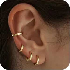 VIROMY Small Gold Huggie Hoop Earrings Set for Women 14K Gold Plated Everyday Hypoallergenic Lightweight Cute Earrings Jewelry Gifts for Women