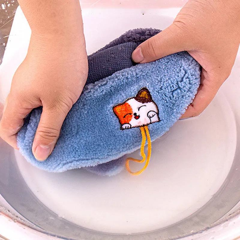 Washable Universal Soft Warm Knitted Toilet Seat Cover with Handle