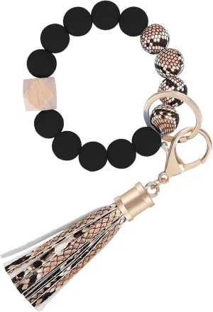 Weixiltc Keychain Wristlet for Women, Silicone Bead Bracelet Key Ring Girl, Key Chain Holder for Car Keys