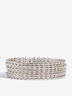 Westside Accessories Silver Wavy Bangles - Pack of 8