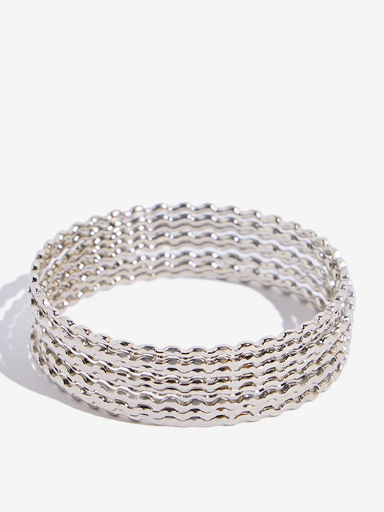 Westside Accessories Silver Wavy Bangles - Pack of 8