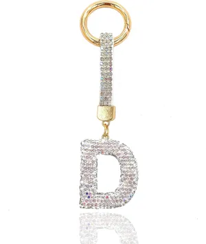 White Initial Letter Keychain Gift for Women Girls Bling Sparkly Cute Backpack Car Key Accessories