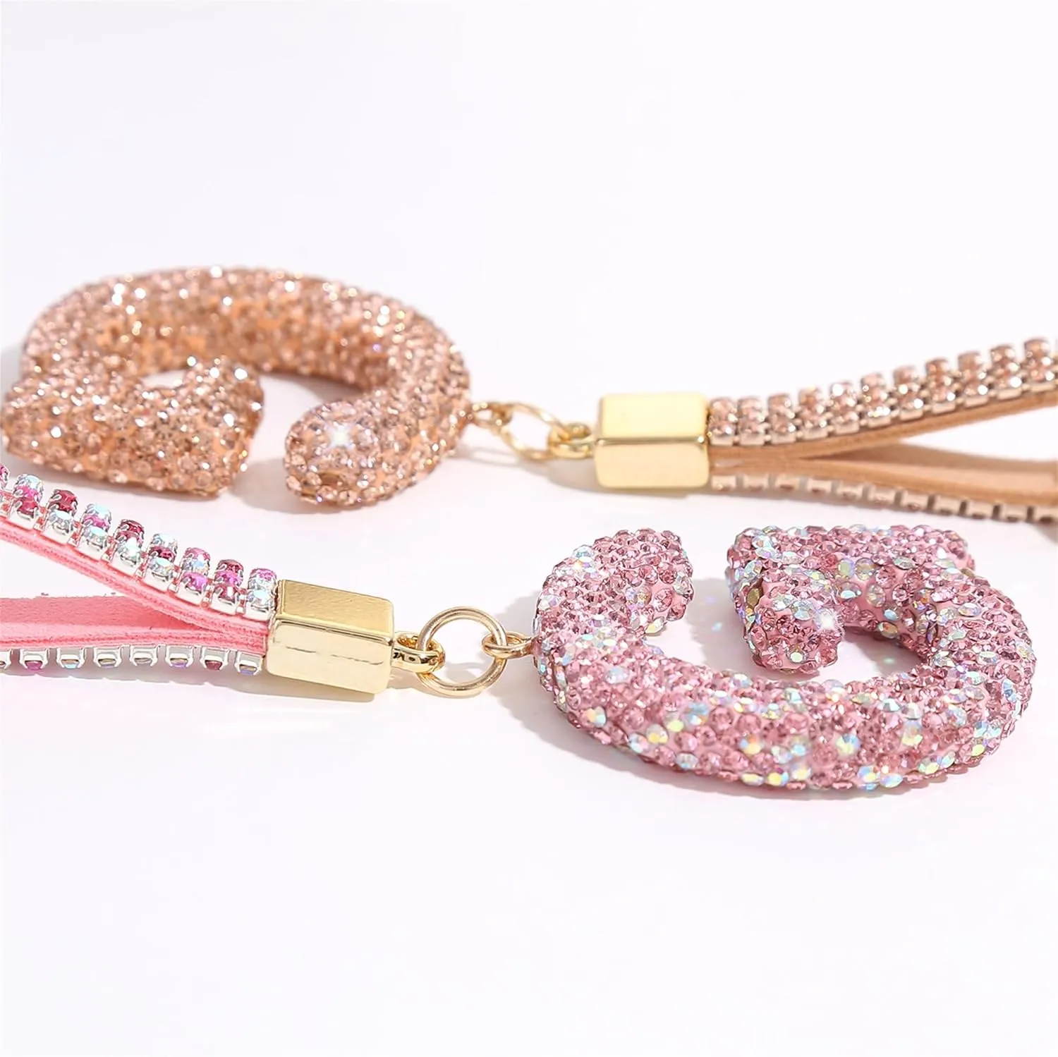 White Initial Letter Keychain Gift for Women Girls Bling Sparkly Cute Backpack Car Key Accessories