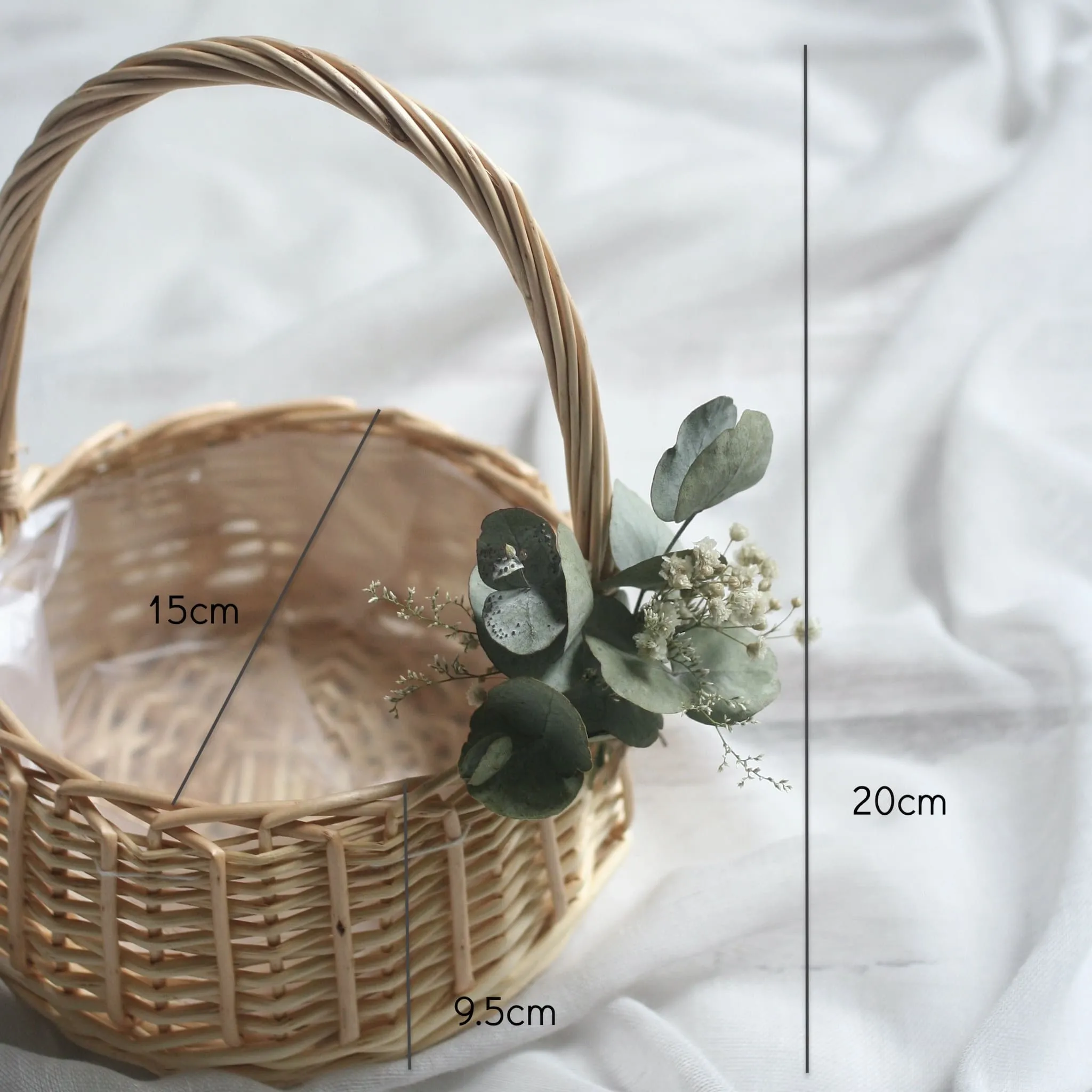 Wicker Flower Girl Basket EUCALYPTUS