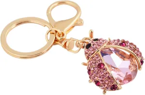 Women Cute Ladybug Shape Rhinestone Keychain Keys Ring Chain Holder Bag Decor,Car Keychain Accessories for Women Men