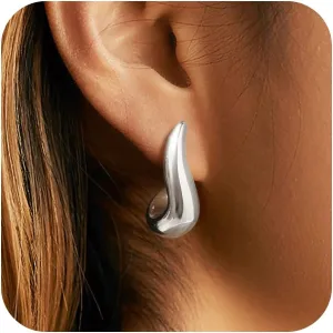 Womens Gold Studs Earrings, 14K Gold Plated Studs Chunky Earring,Stainless Steel Statement Earring,Hypoallergenic Ear Rings Trendy Jewelry,Christmas Birthday Gifts for Her Girlfriend